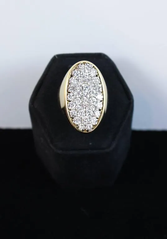 DIAMOND Circa 1970s Italian Ring 18 Karat Yellow Gold Size 6