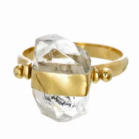 DIAMOND QUARTZ SWIVEL RING - GOLD