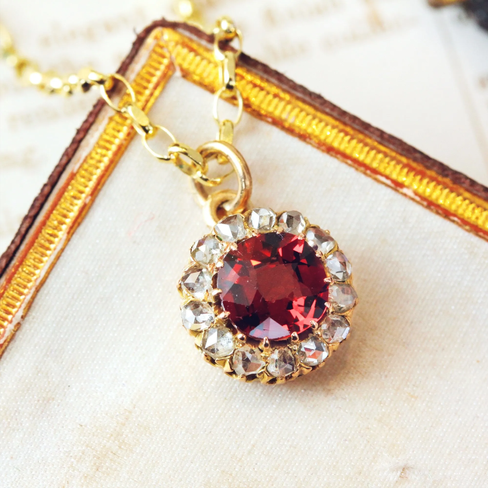 Divine Garnet & Rose Cut Diamond Pendant