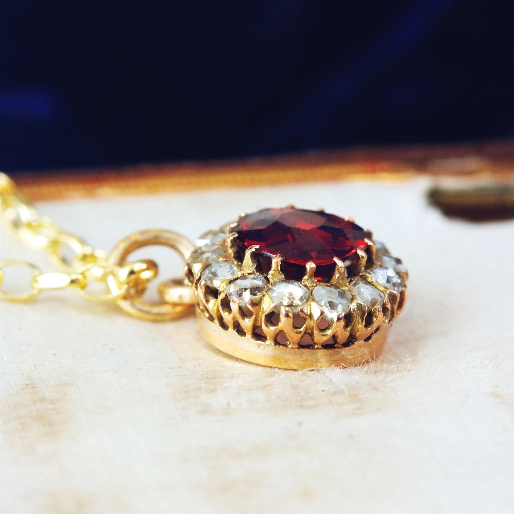 Divine Garnet & Rose Cut Diamond Pendant