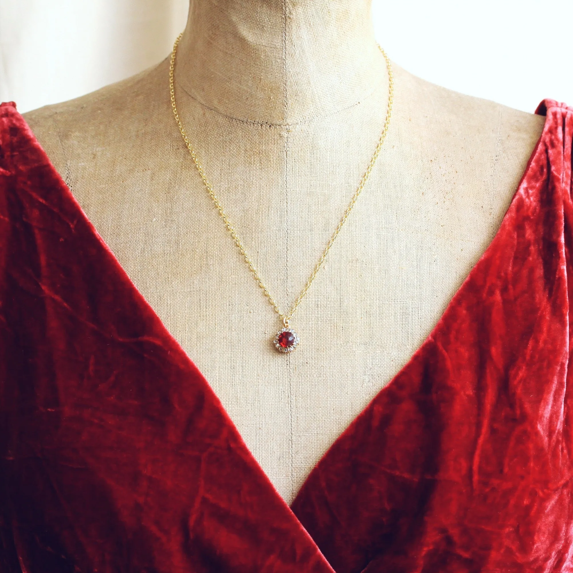 Divine Garnet & Rose Cut Diamond Pendant