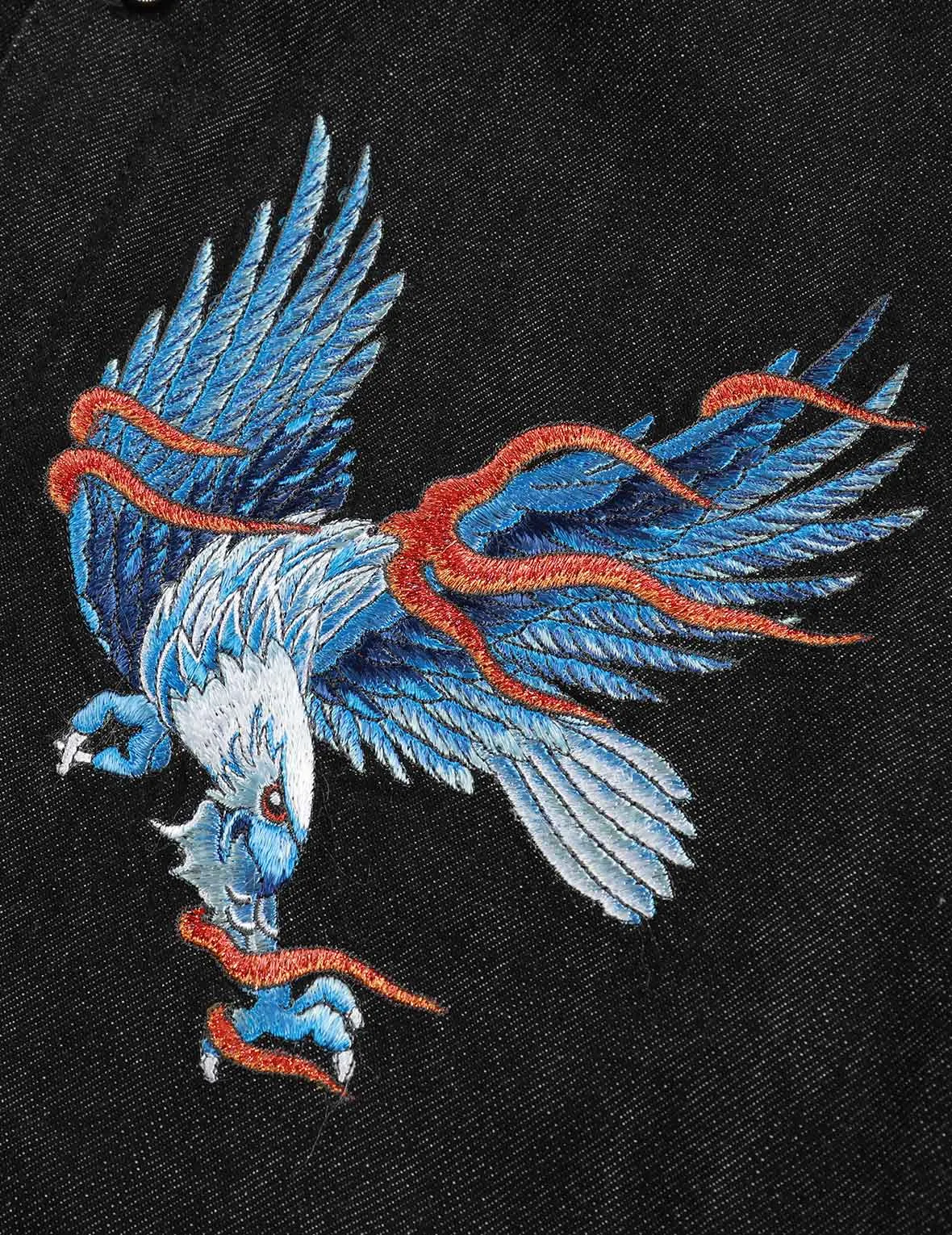 Eagle and Seagull Embroidery Denim Shirt