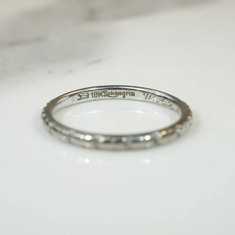 Engraved 18k White Gold Wedding Band 1934