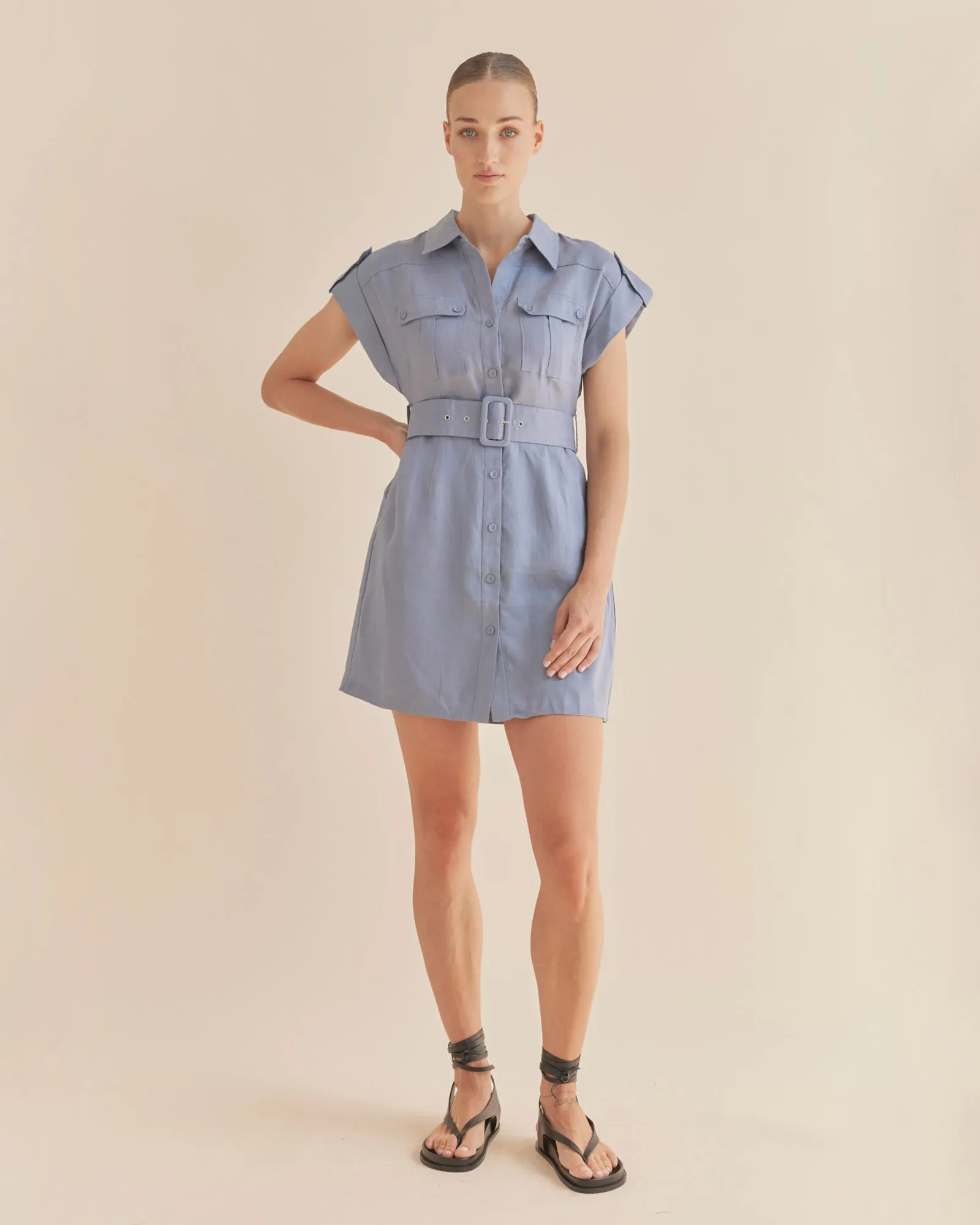 Esra Utility Mini Dress - Lazuli