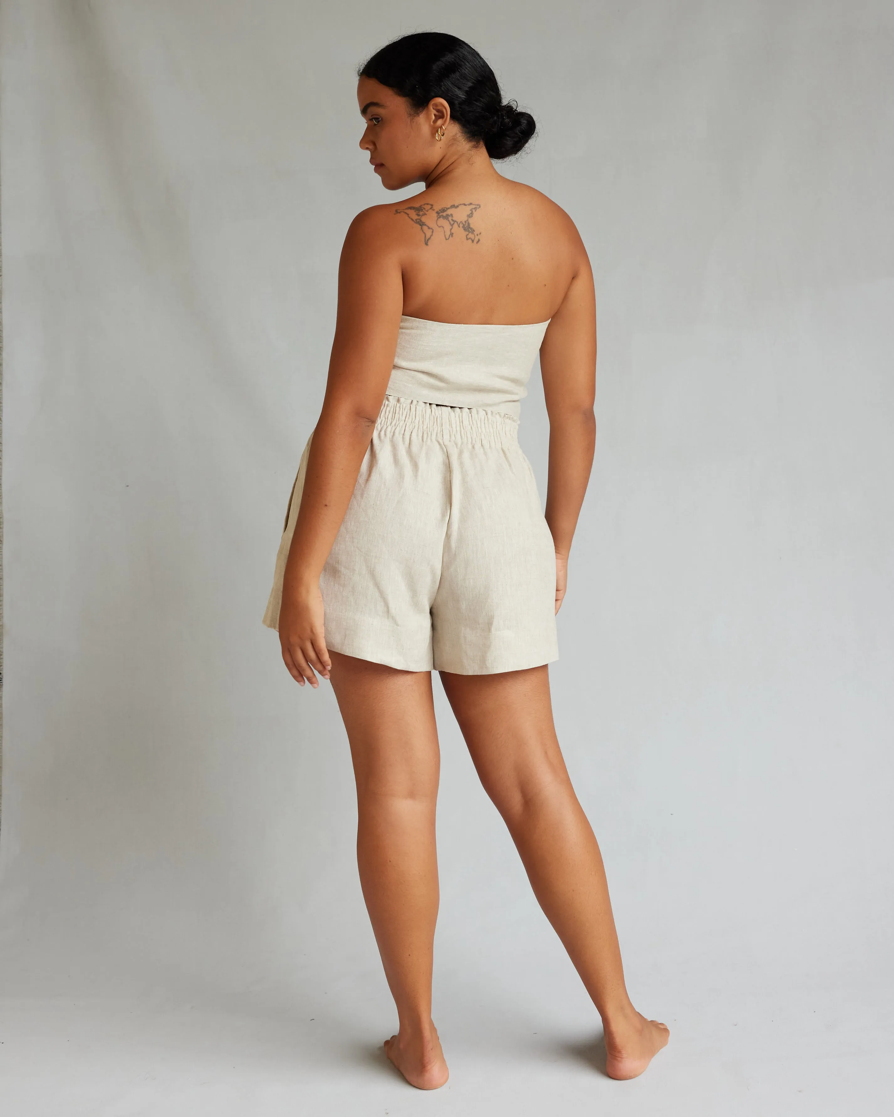 Farah Linen Bandeau Top - Natural