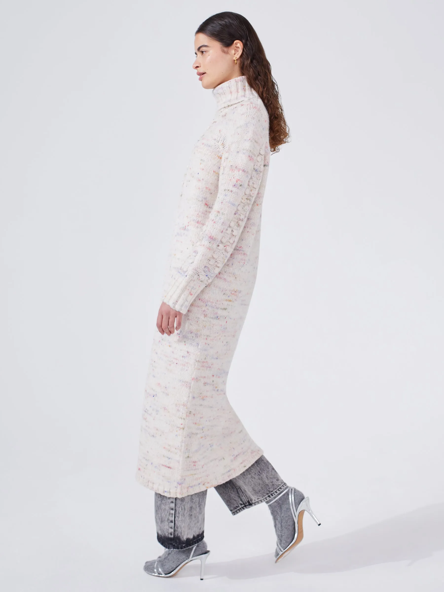 Fluffy Clouds Alpaca Bobble Split Front Long Jumper