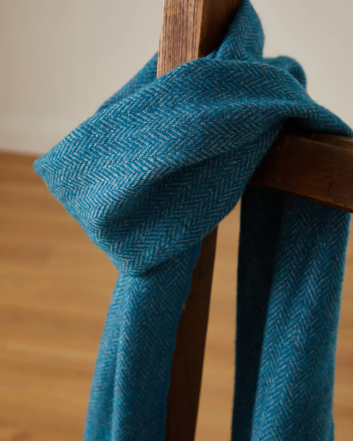 Foxford Blue Herringbone Lambswool Scarf