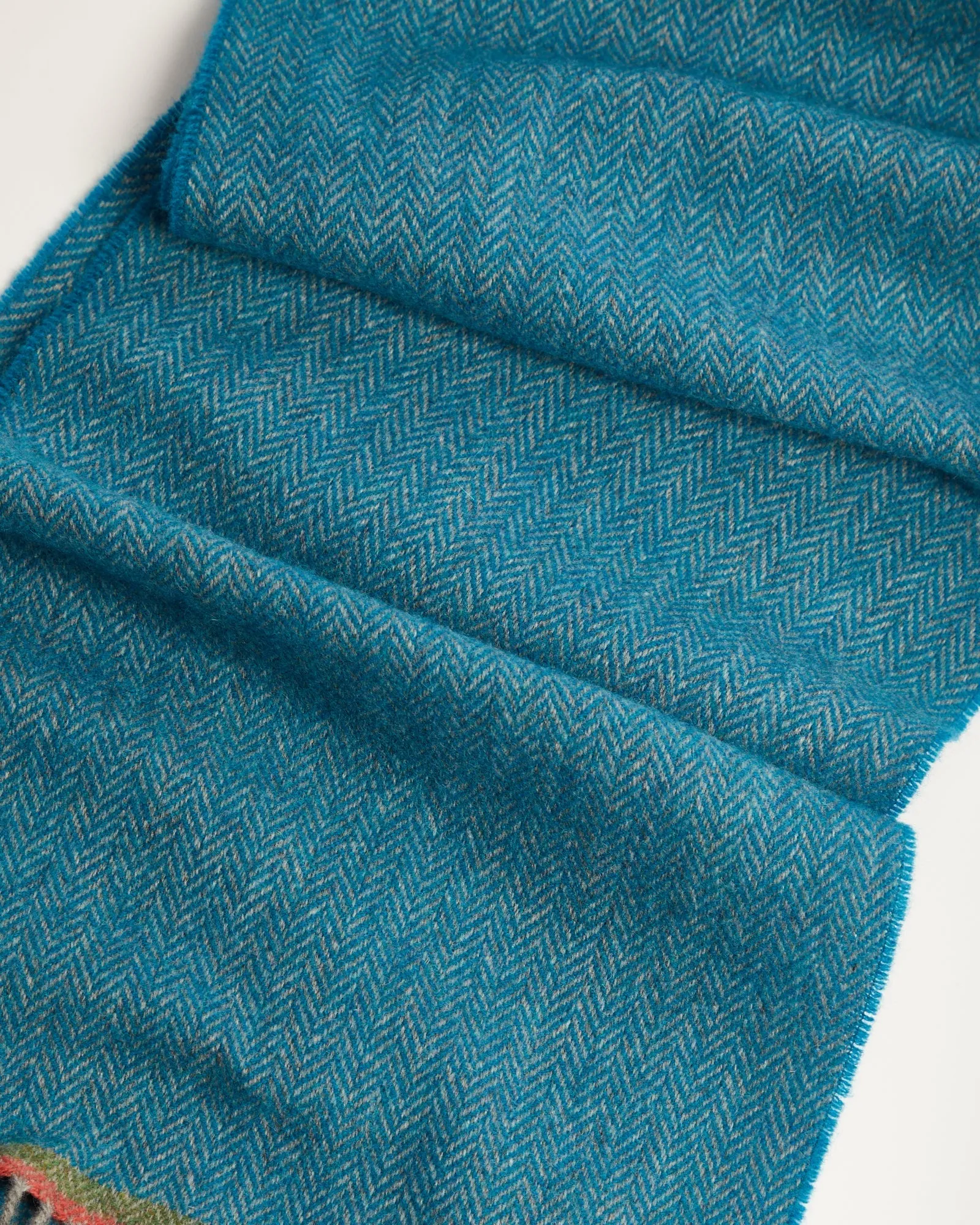 Foxford Blue Herringbone Lambswool Scarf