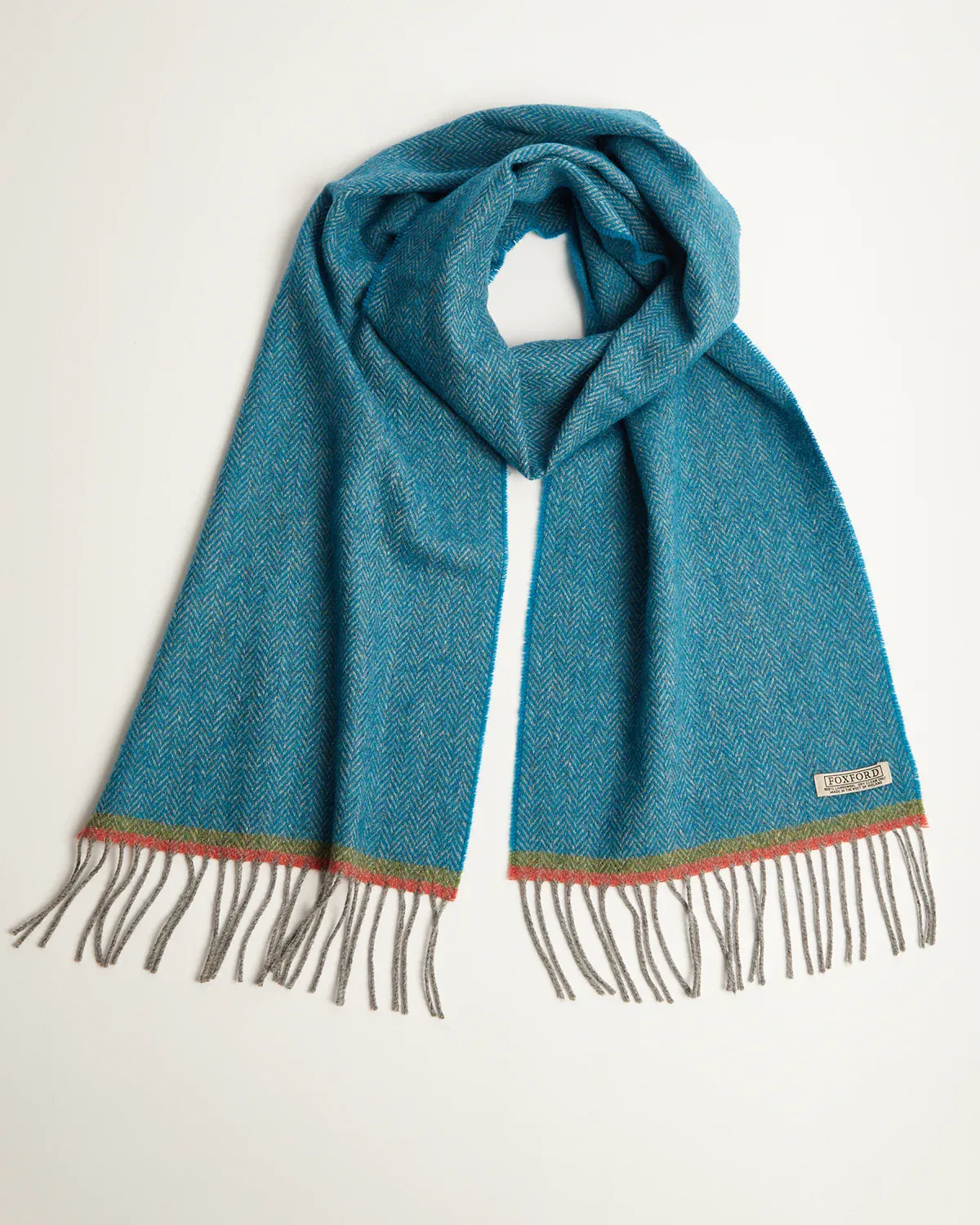 Foxford Blue Herringbone Lambswool Scarf