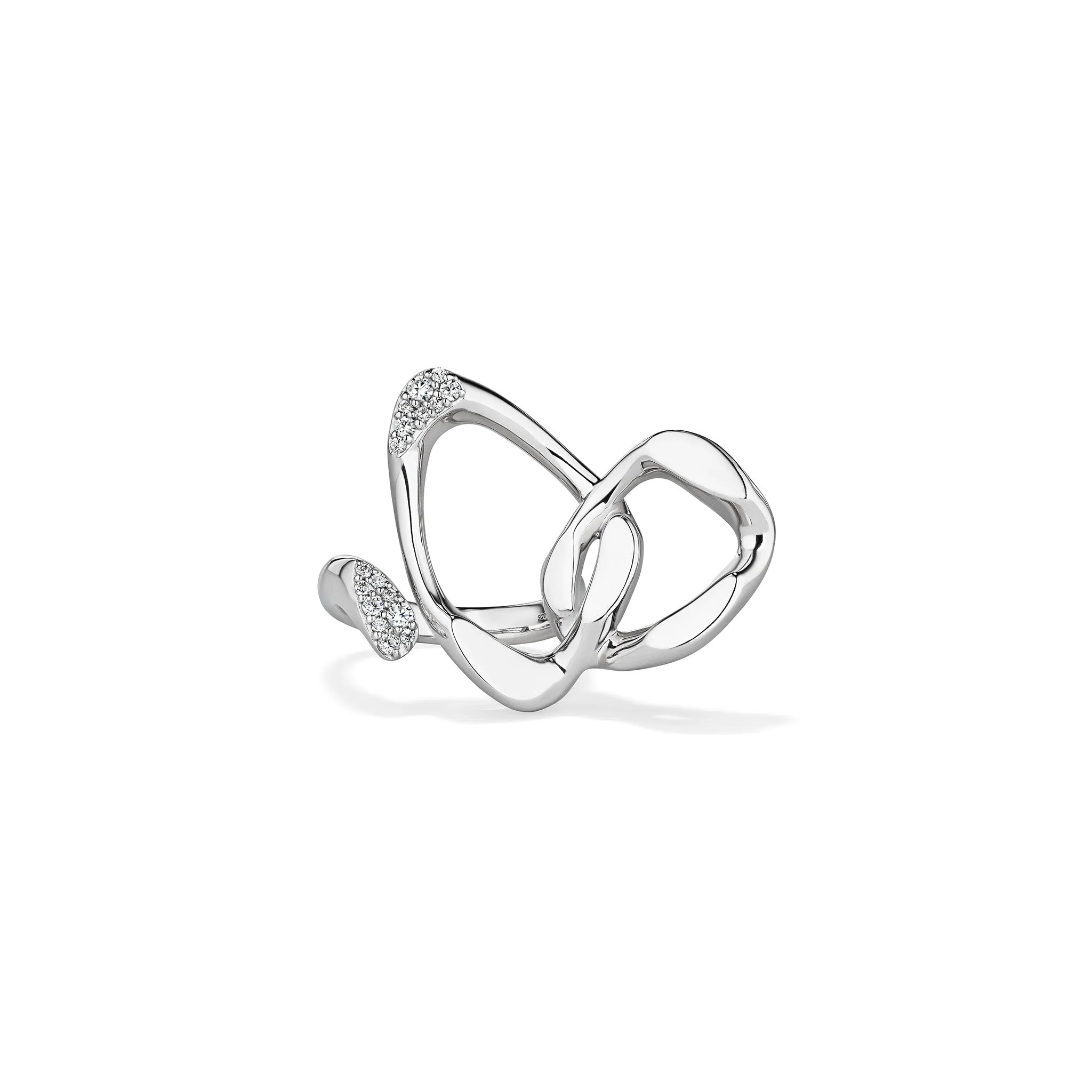 Gaia Two-Finger Ring with Diamonds