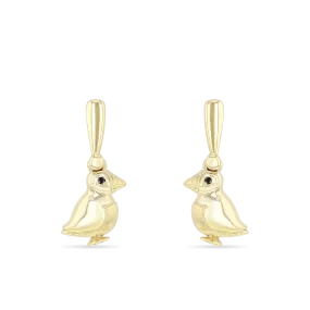 George the Puffin Earrings - 9ct Yellow Gold