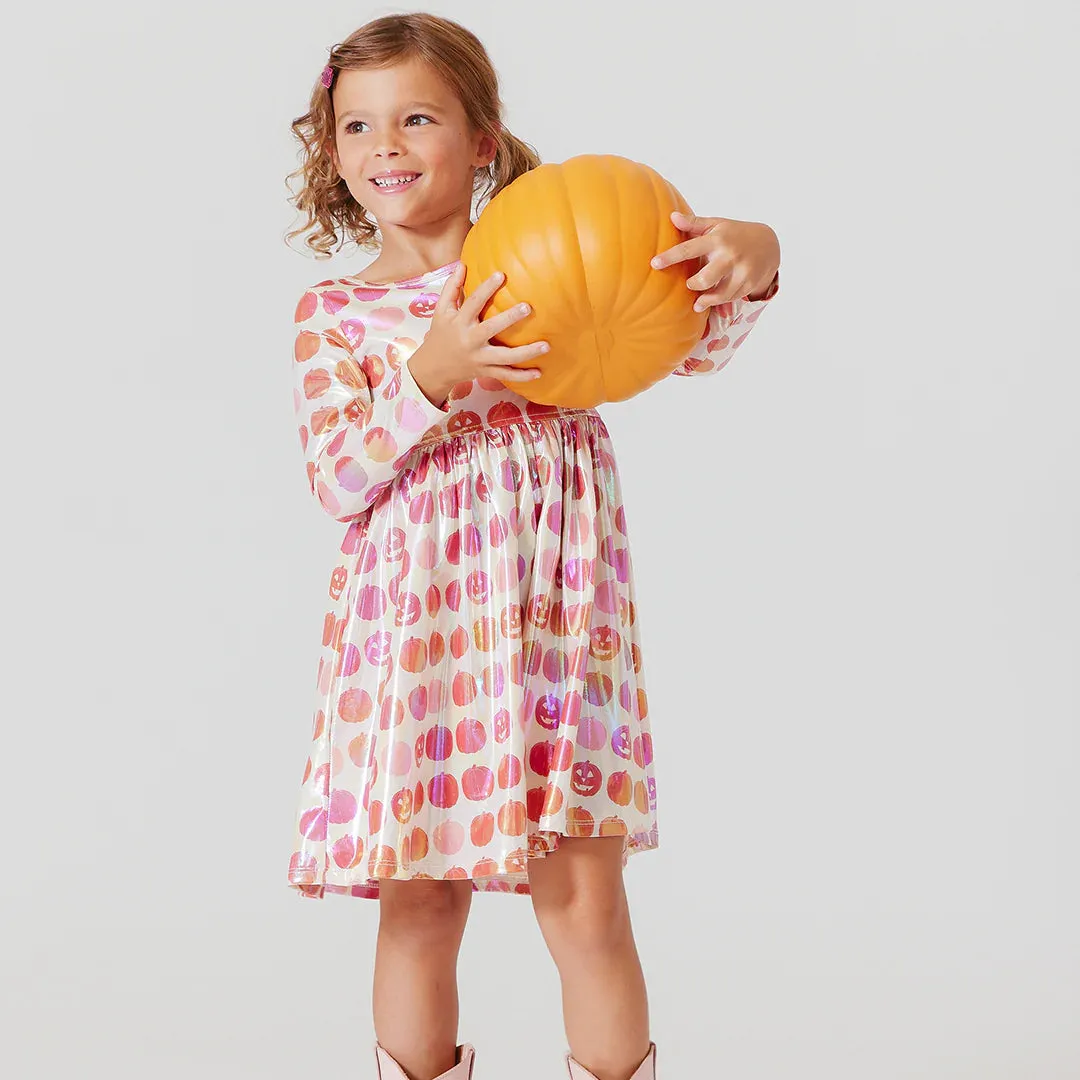 Girls Lame Steph Dress - Pumpkins