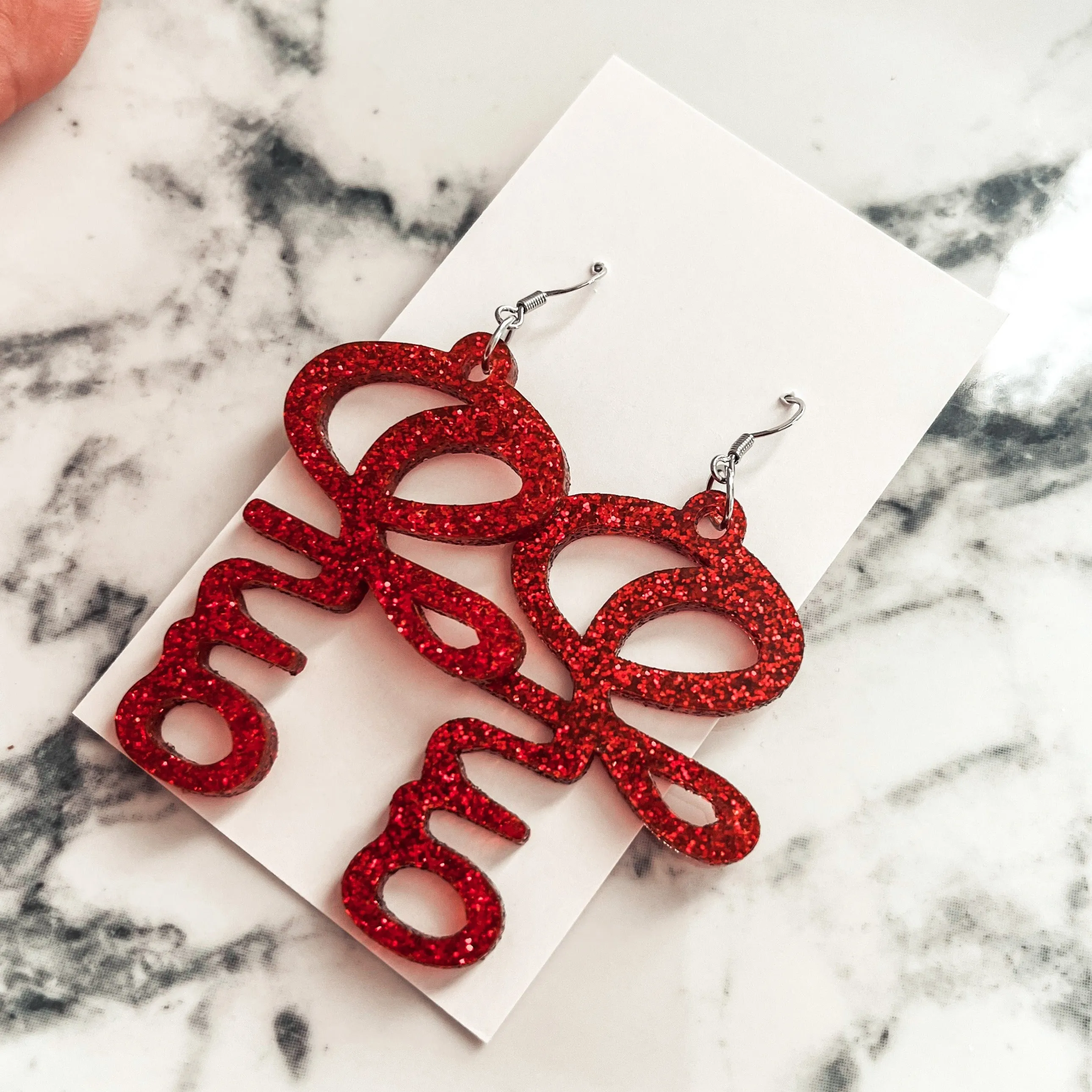 Glitter Red Ohio Statement Earrings