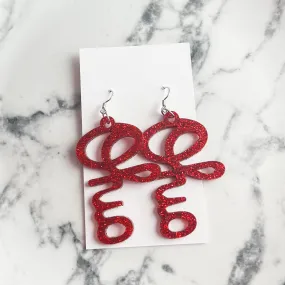 Glitter Red Ohio Statement Earrings