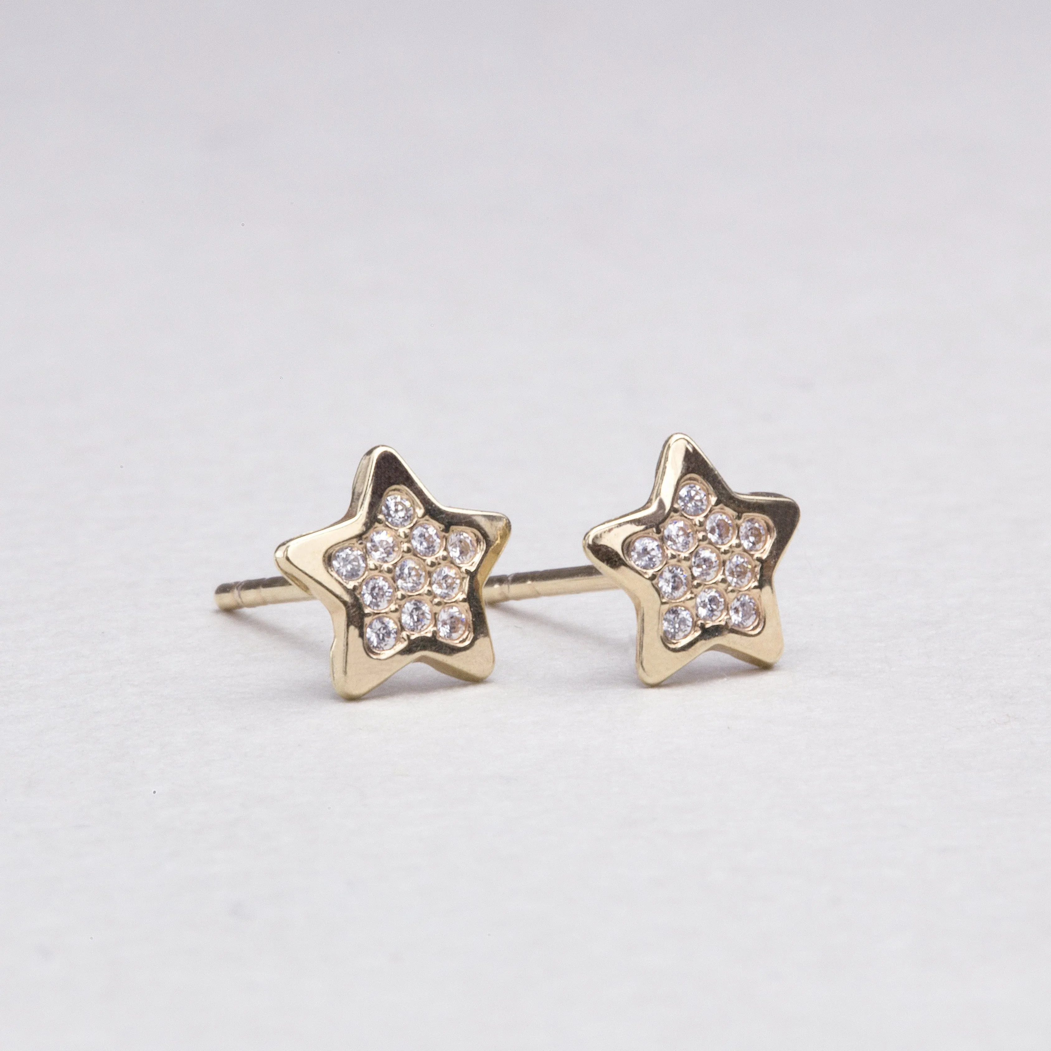 Gold Star Stud Earrings with Cubic Zirconia