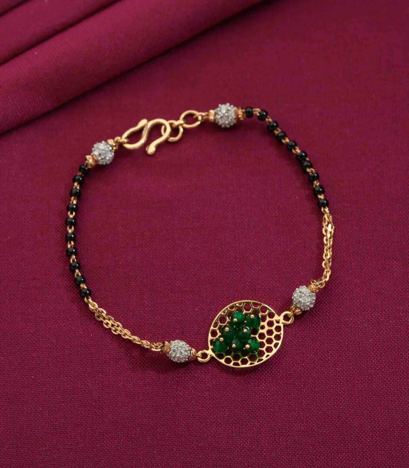 Green Gemstones Mangalsutra Bracelet