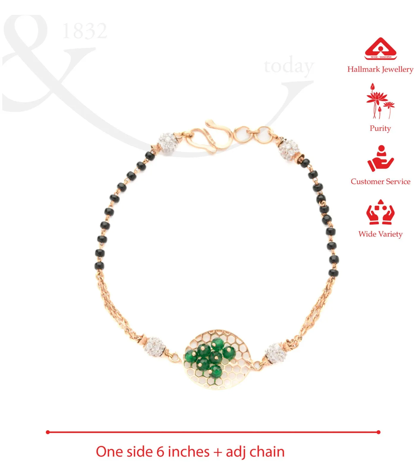 Green Gemstones Mangalsutra Bracelet