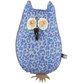 Grey & Blue Leopard Print Owl Doorstop With Lavender