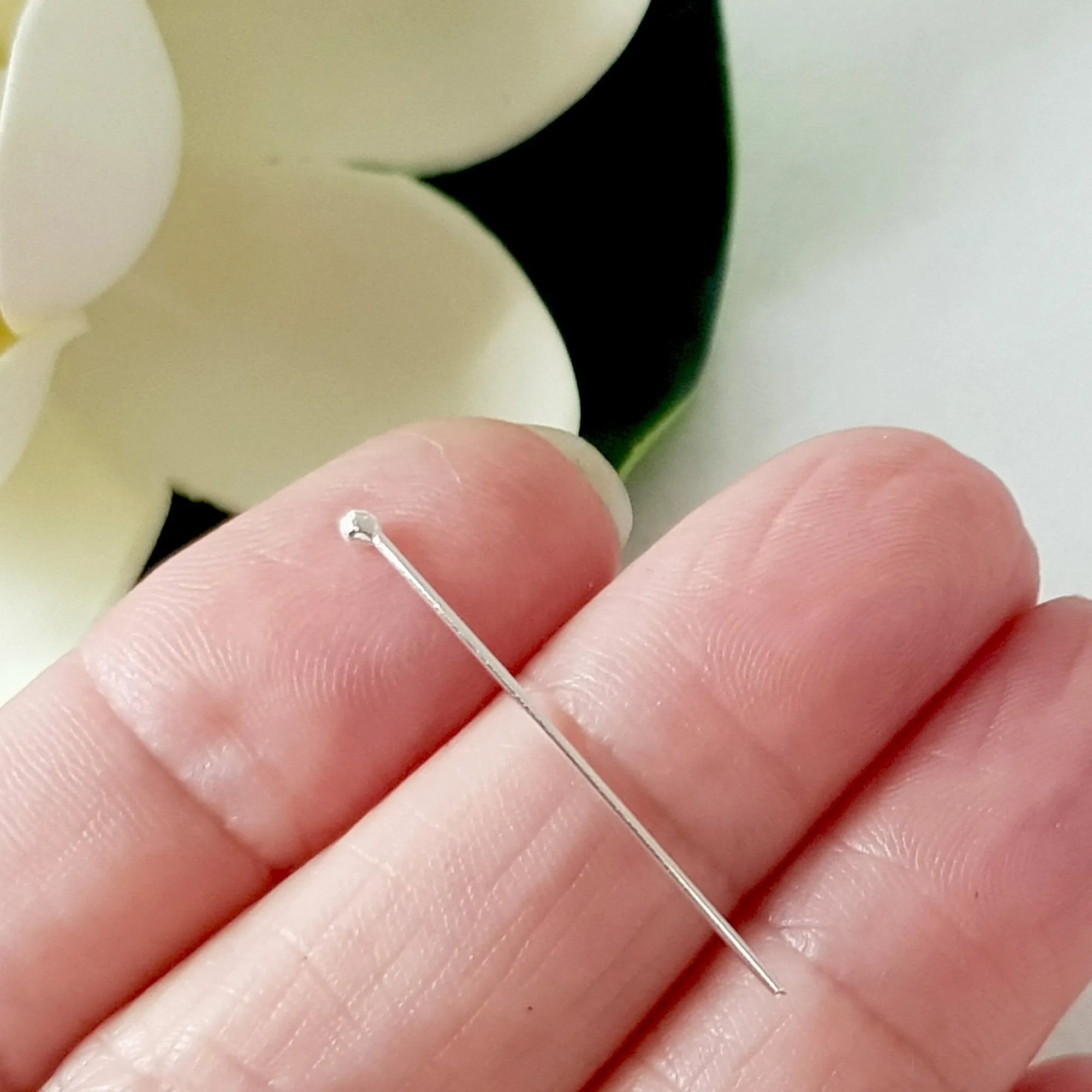 Headpins 30 mm [2pc] - Solid 0.7mm (21 gauge) Sterling Silver | SS-GF730/HP | Jewellery Making Supply