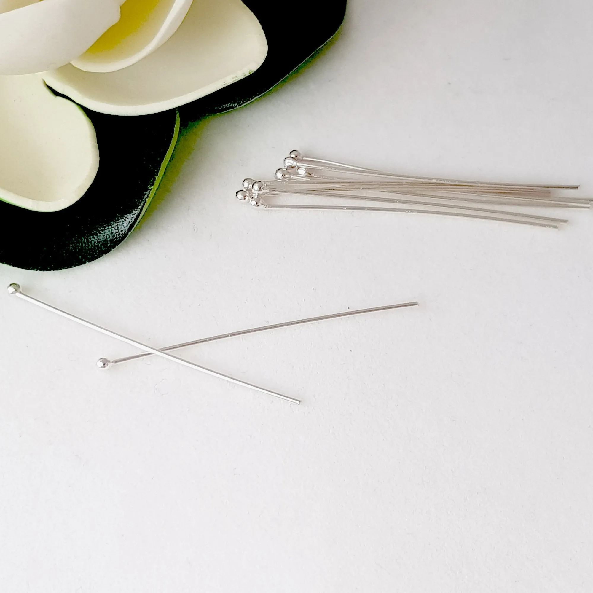 Headpins 30 mm [2pc] - Solid 0.7mm (21 gauge) Sterling Silver | SS-GF730/HP | Jewellery Making Supply