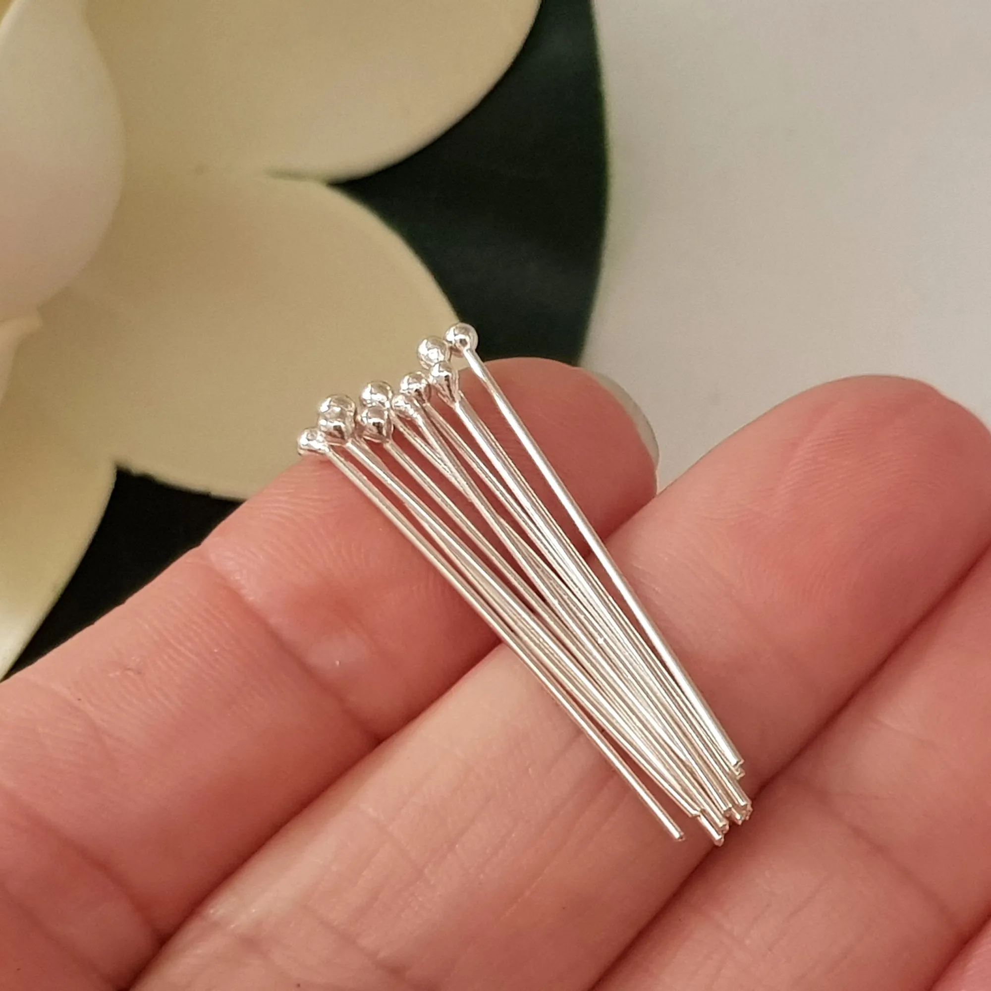 Headpins 30 mm [2pc] - Solid 0.7mm (21 gauge) Sterling Silver | SS-GF730/HP | Jewellery Making Supply