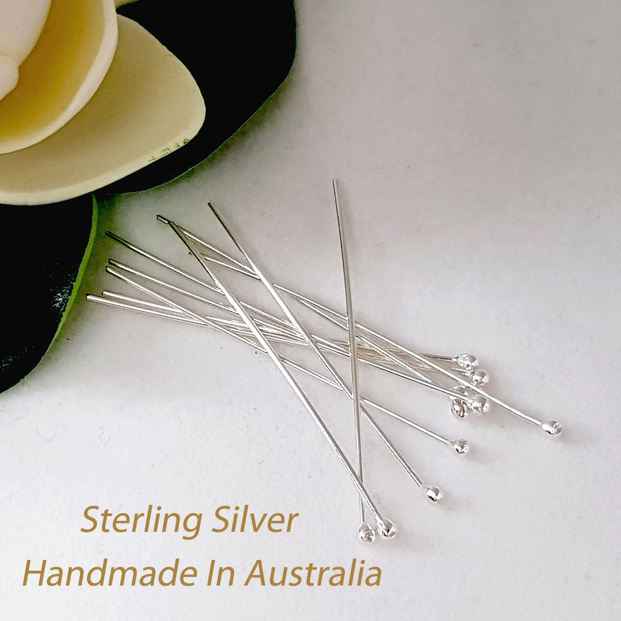 Headpins 30 mm [2pc] - Solid 0.7mm (21 gauge) Sterling Silver | SS-GF730/HP | Jewellery Making Supply