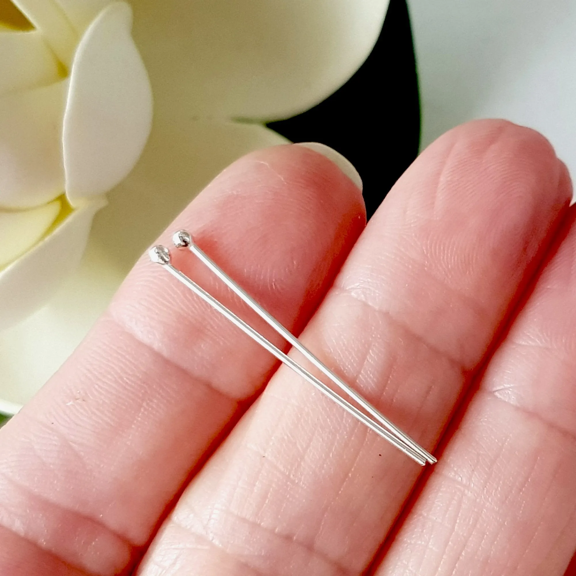 Headpins 30 mm [2pc] - Solid 0.7mm (21 gauge) Sterling Silver | SS-GF730/HP | Jewellery Making Supply