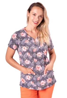 HH Premiere Label - Women's Starburst Orange Isabel Print Scrub Top