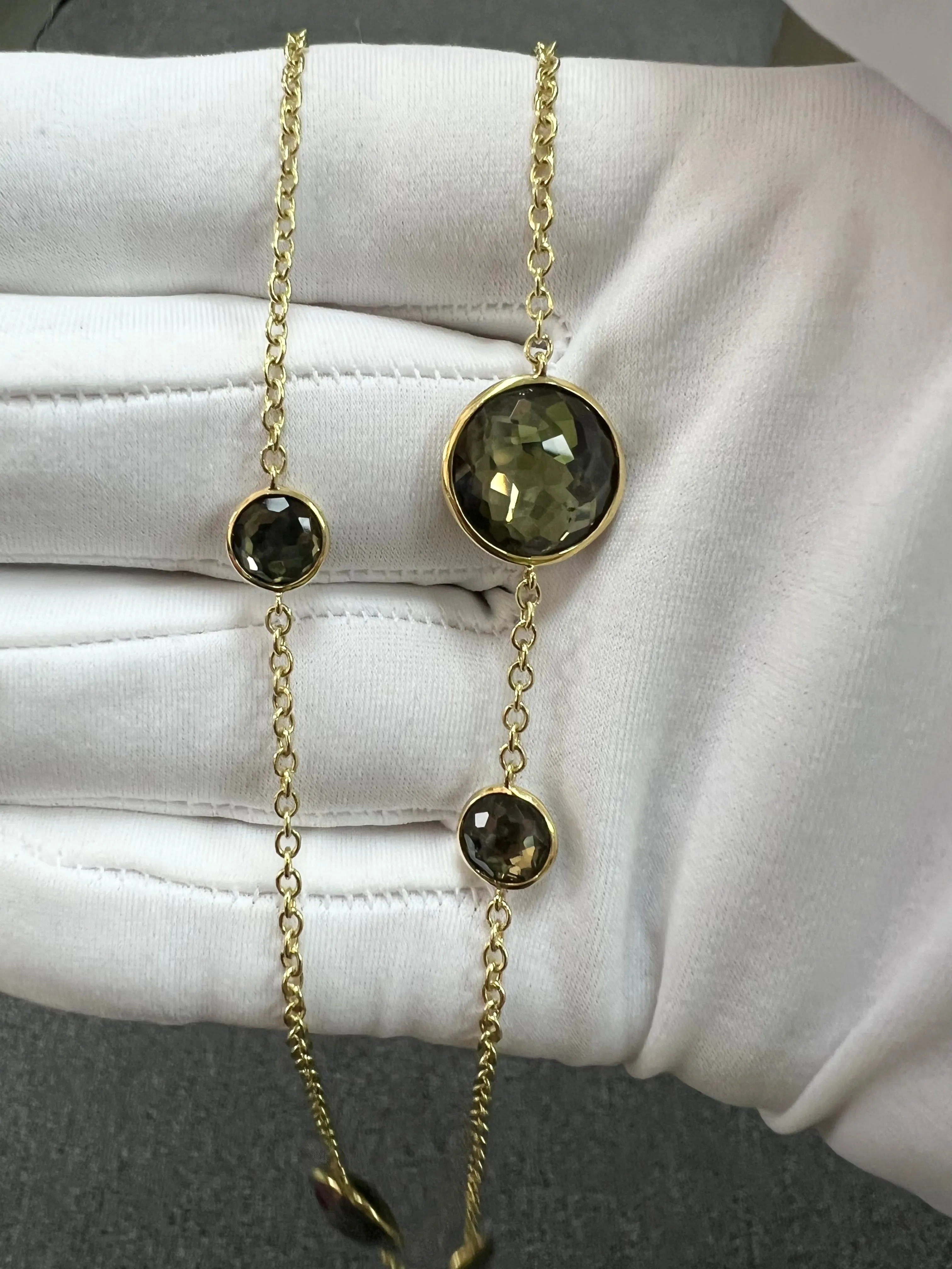 Ippolita Hematite Smokey Quartz Lollipop Yellow Gold Chain Necklace