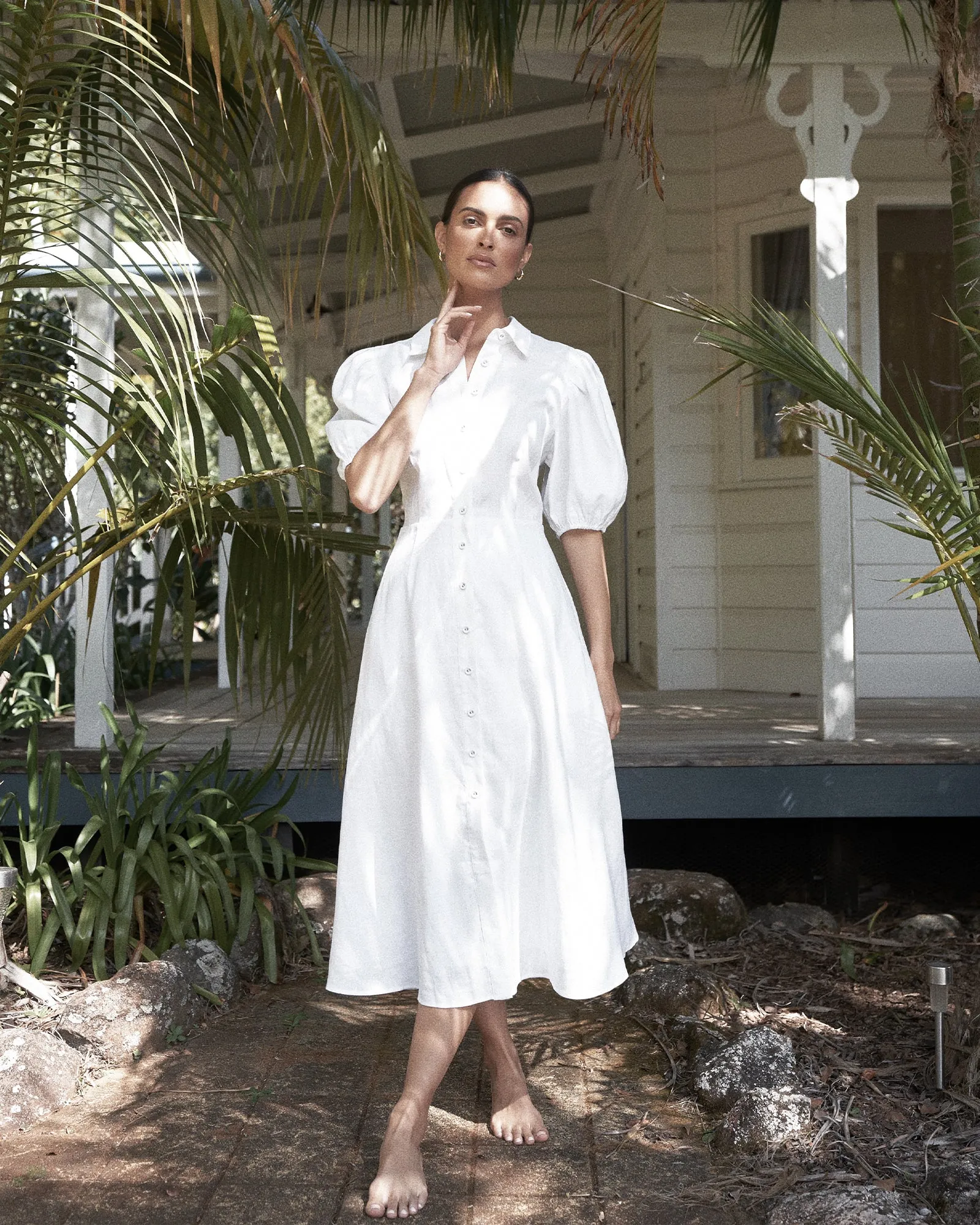 Julius Linen Midi Dress - White