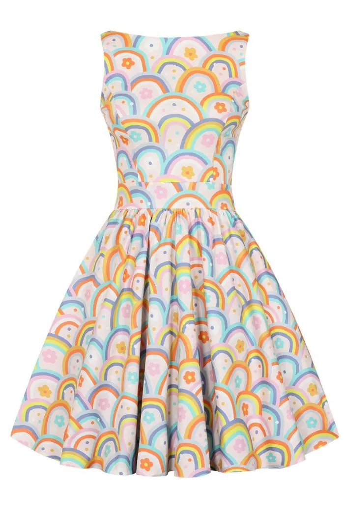 Lady Vintage Tea Dress in Dreamy Rainbows Print