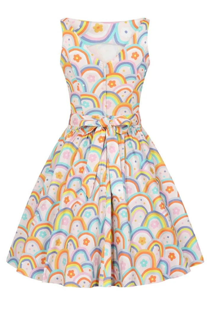 Lady Vintage Tea Dress in Dreamy Rainbows Print