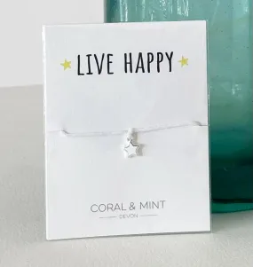 Live Happy White Star Charm Bracelet