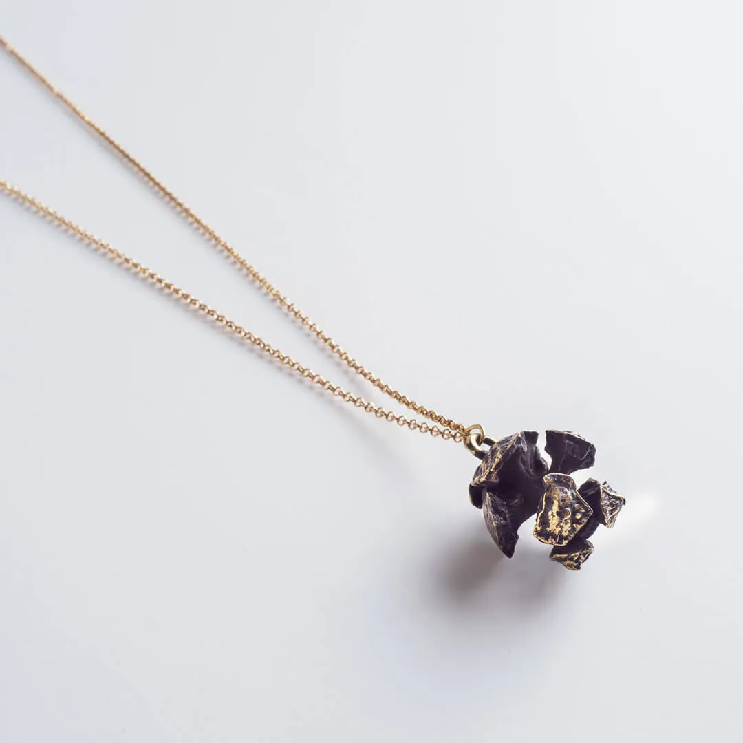 Lost in fantasy acorn - sparkling necklace - black oxidation