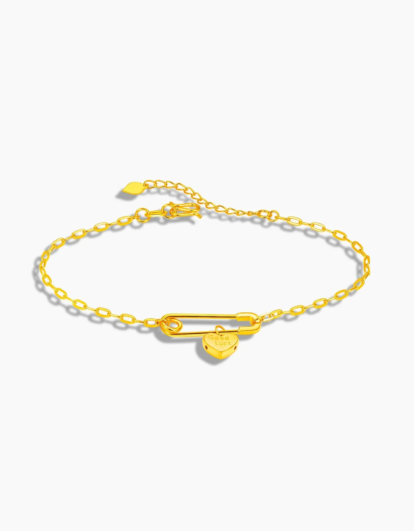 LVC 9IN Heart Clip 999 Gold Bracelet