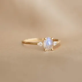 Moonstone and Diamond Ring 14k Gold - Maia