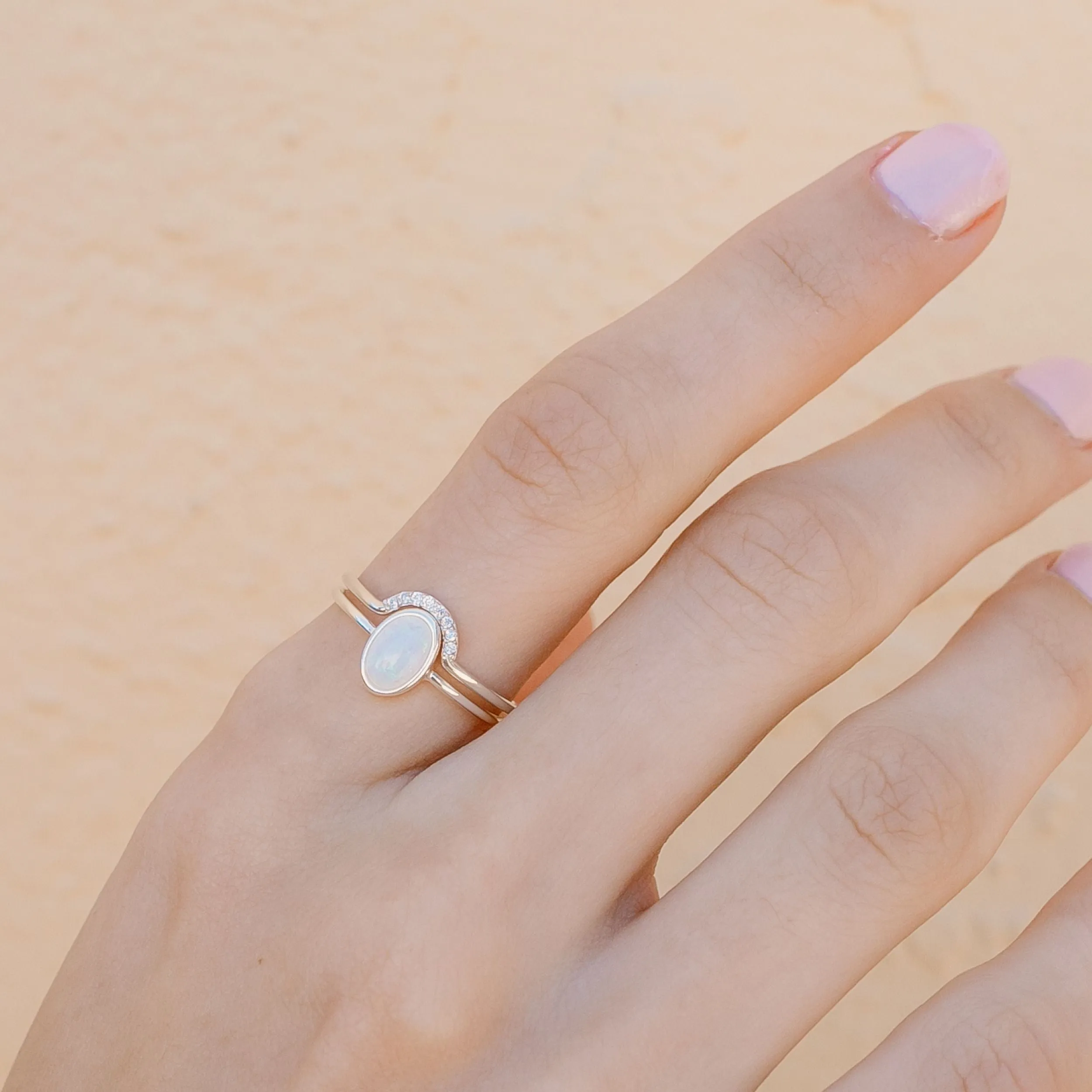 Opal and Arch Ring Set