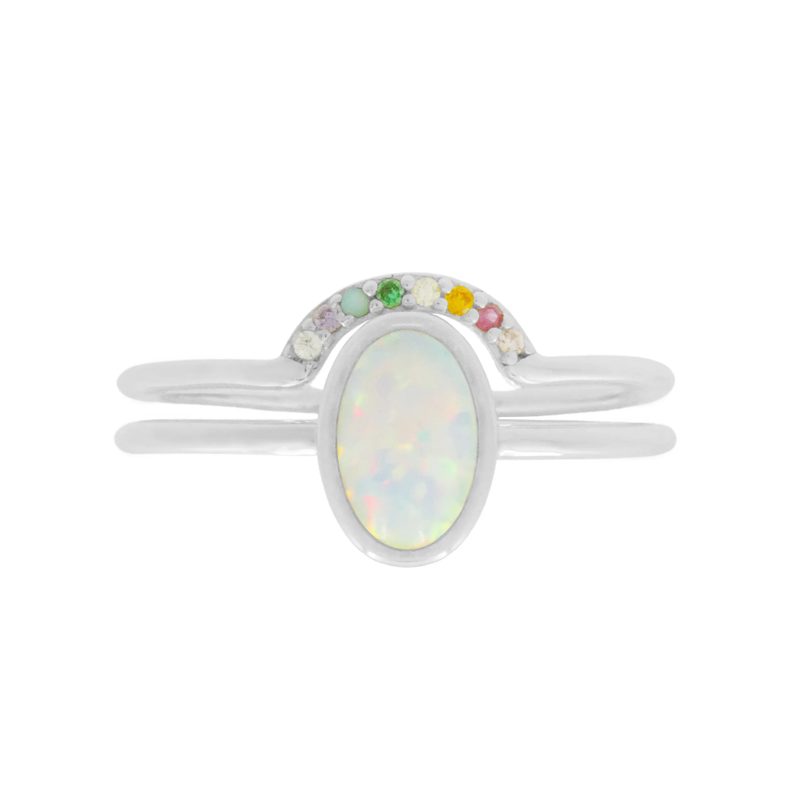 Opal and Arch Ring Set