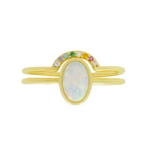 Opal and Arch Ring Set