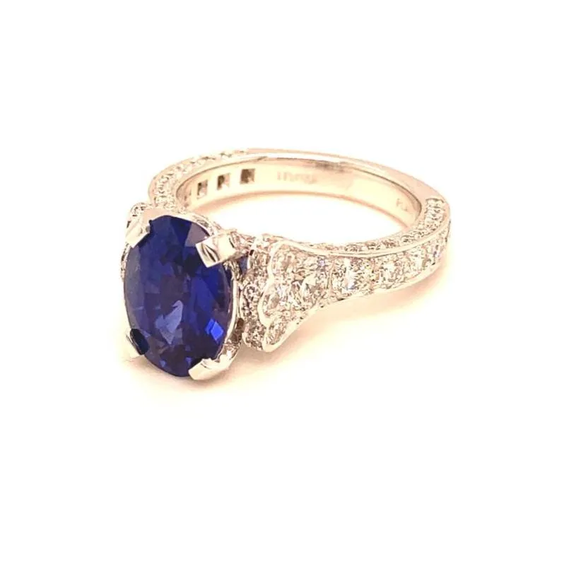 Oval Ceylon Sapphire & Diamond Ring