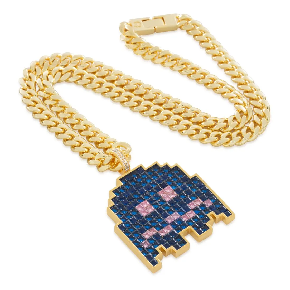 PAC-MAN x King Ice - Pixel Turn-to-Blue Ghost Necklace