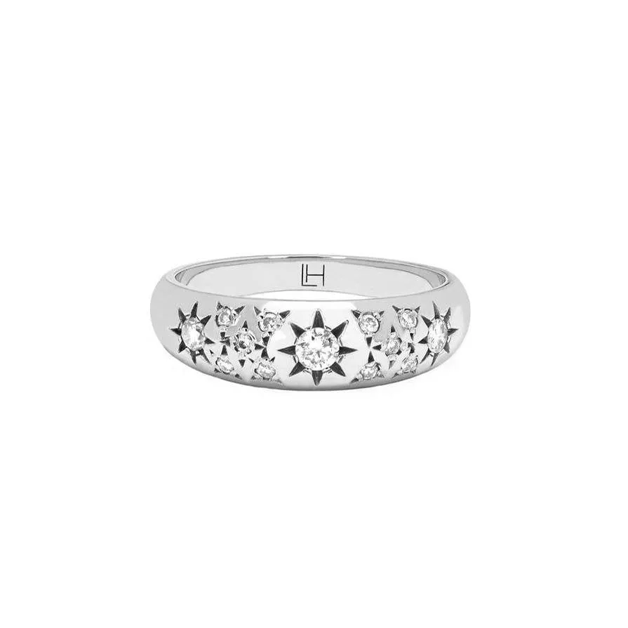 Pavé Star Set Rounded Ring