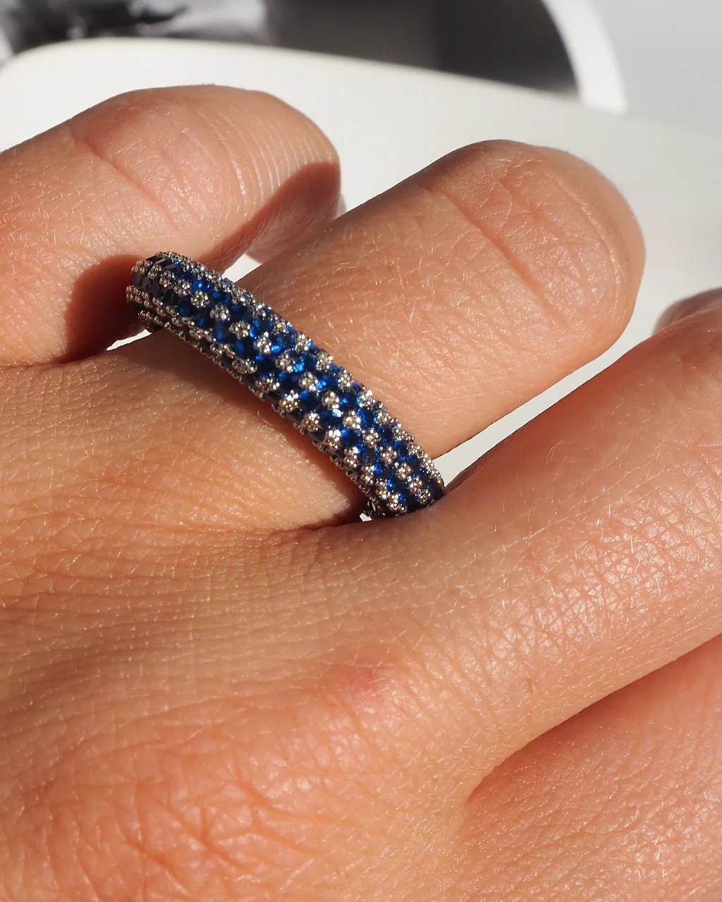 Pave Amalfi Ring- Blue Sapphire- Silver