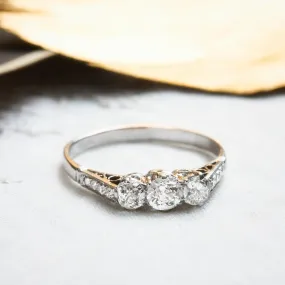 Pristine Vintage Diamond Trilogy Engagement Ring