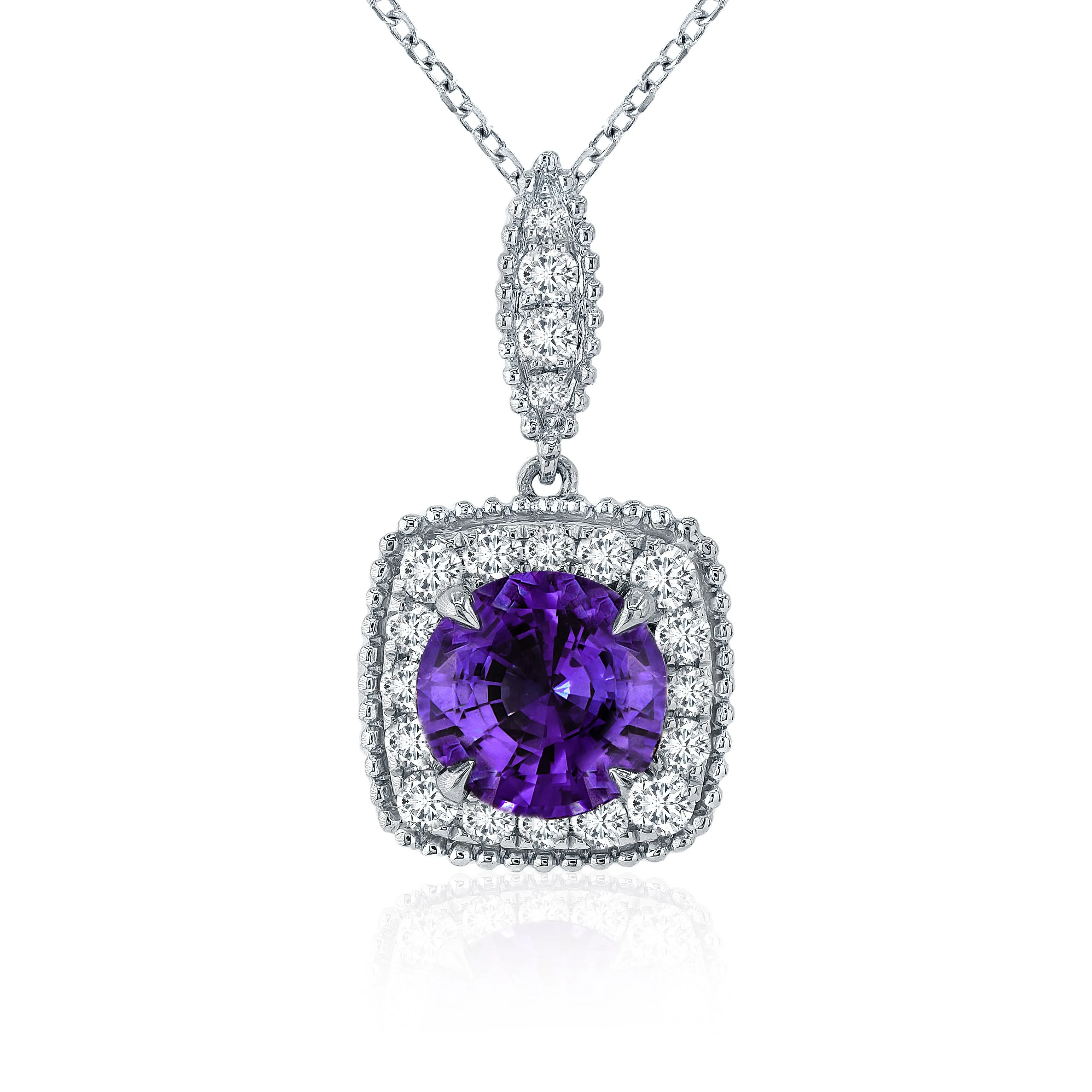 Purple Sapphire and Diamond Pendant