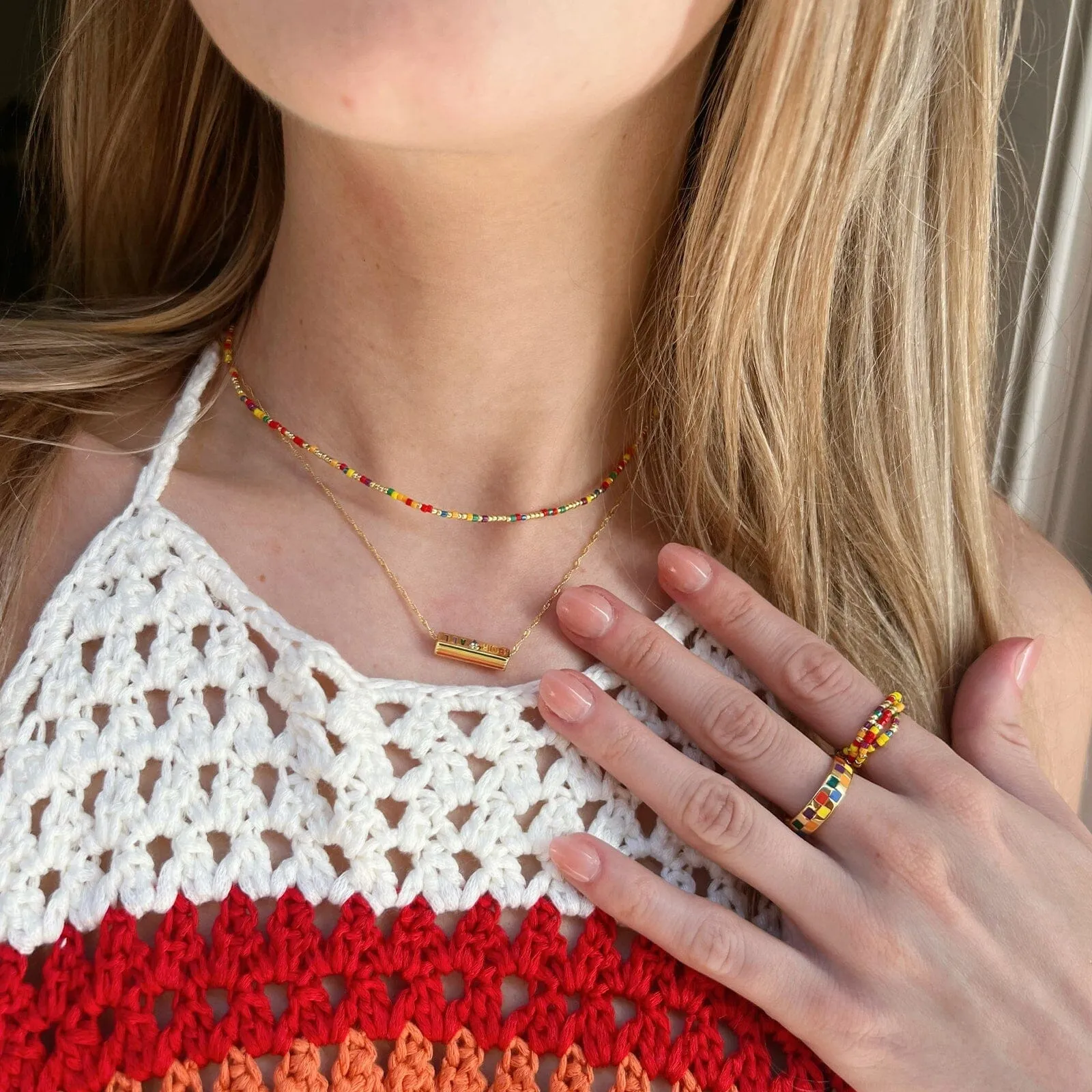 Rainbow Bead Choker