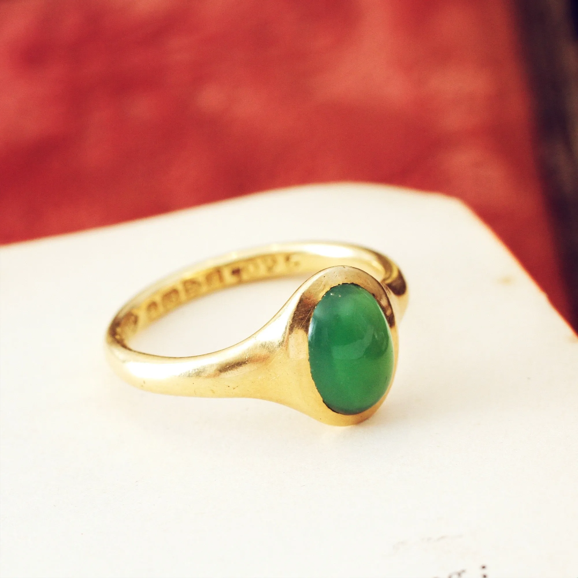 Rare Date 1909 Arts & Crafts Chalcedony Ring