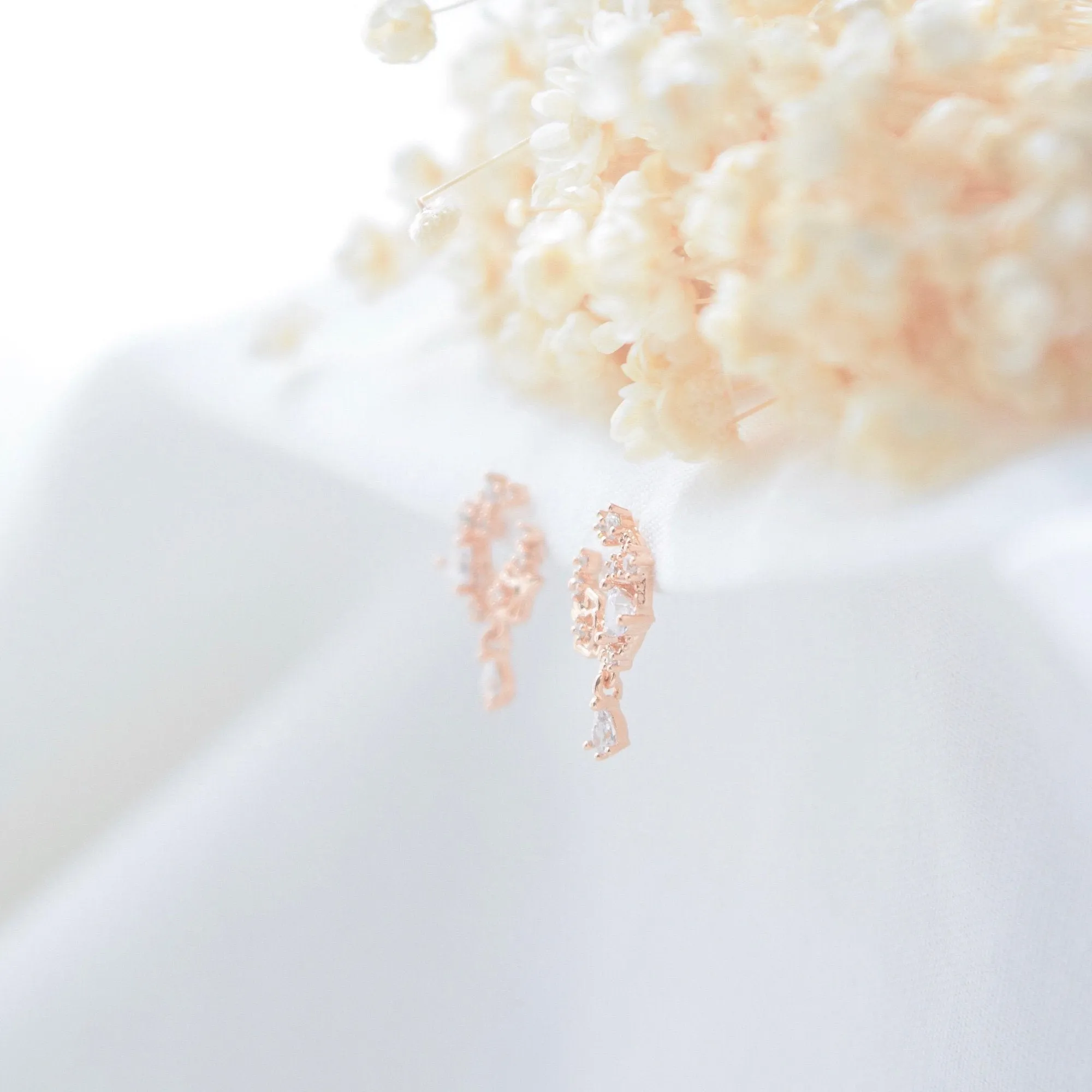 Rose Gold Love Moon Rose Earrings