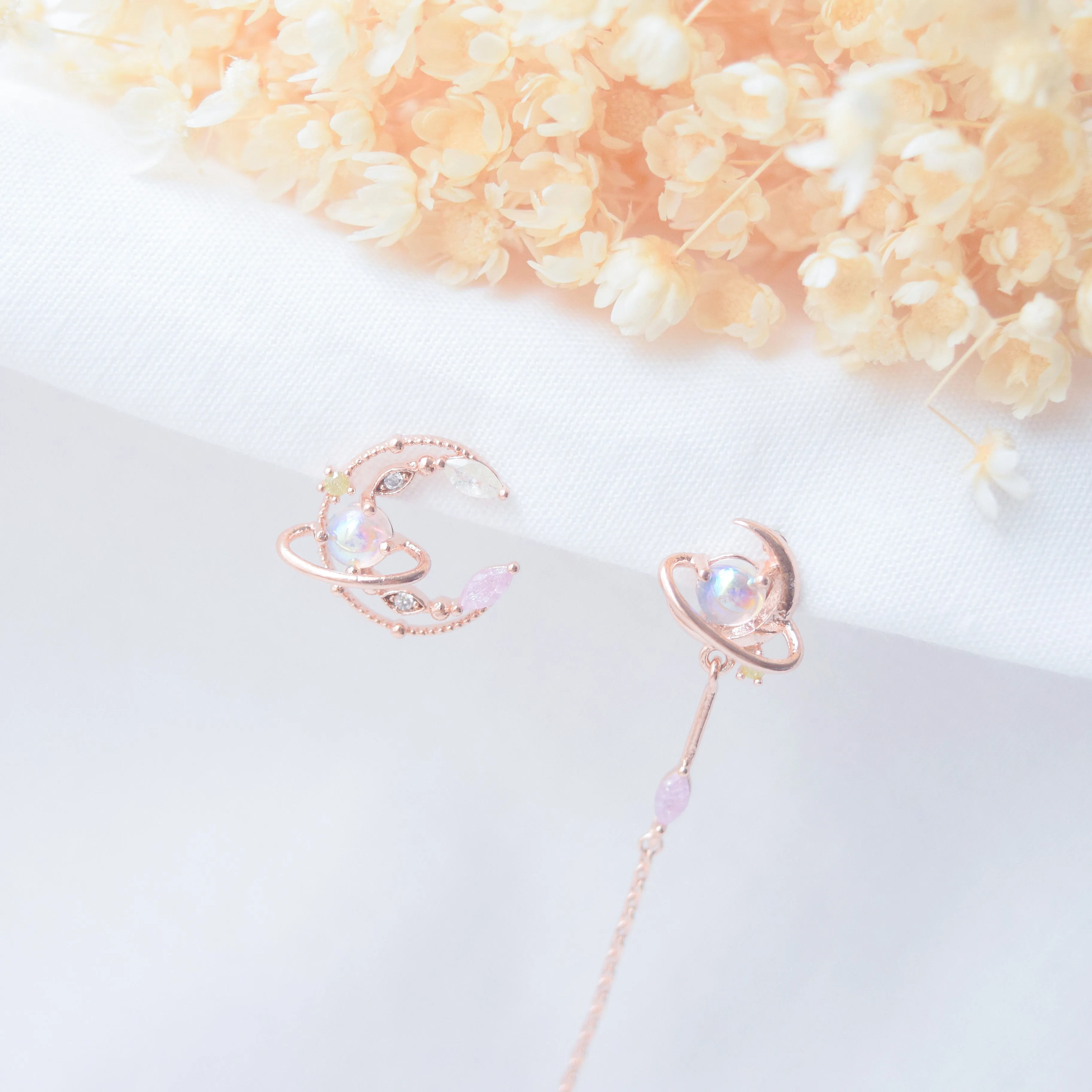 Rose Gold Moonstar Earrings