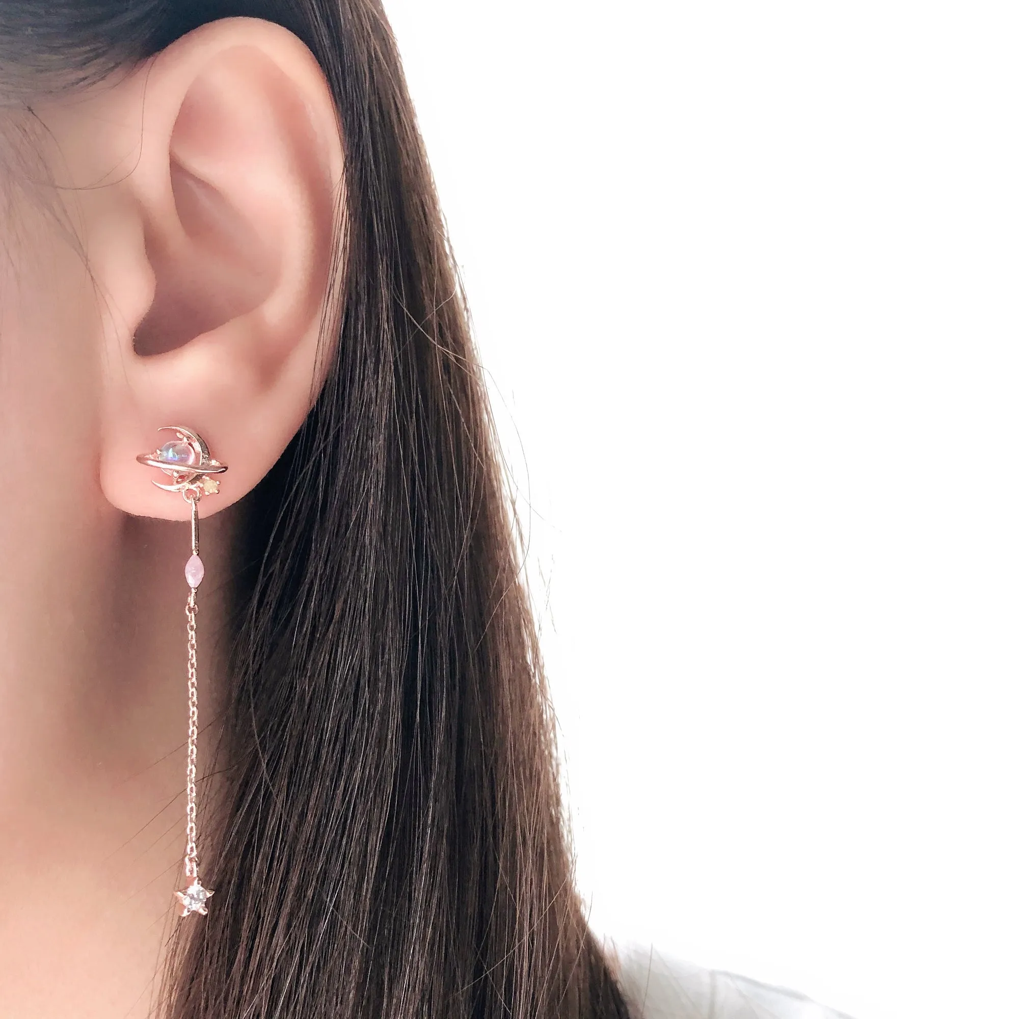 Rose Gold Moonstar Earrings